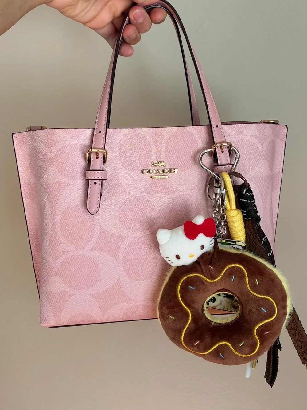Hello Kitty Brown Donut Plush Keychain Bag Charm